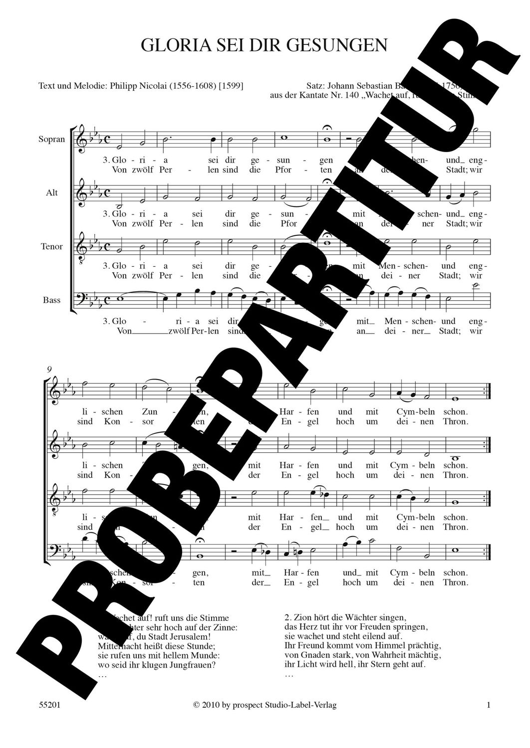 Philipp Nicolai (arr. Johann Sebastian Bach): Gloria sei dir gesungen | Chor SATB | Partitur | PDF