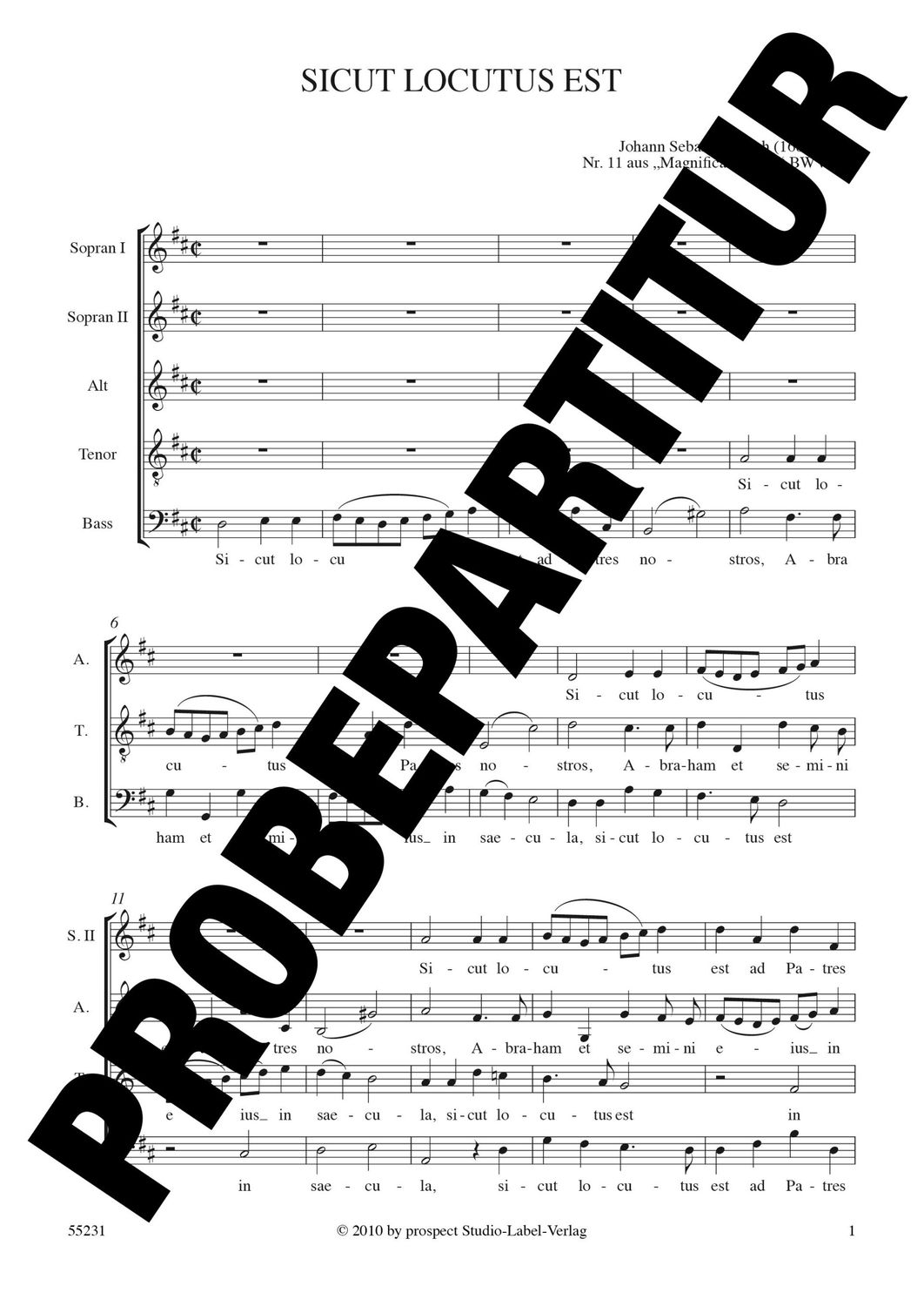 Johann Sebastian Bach: Sicut locutus est | Chor SSATB | Partitur | PDF