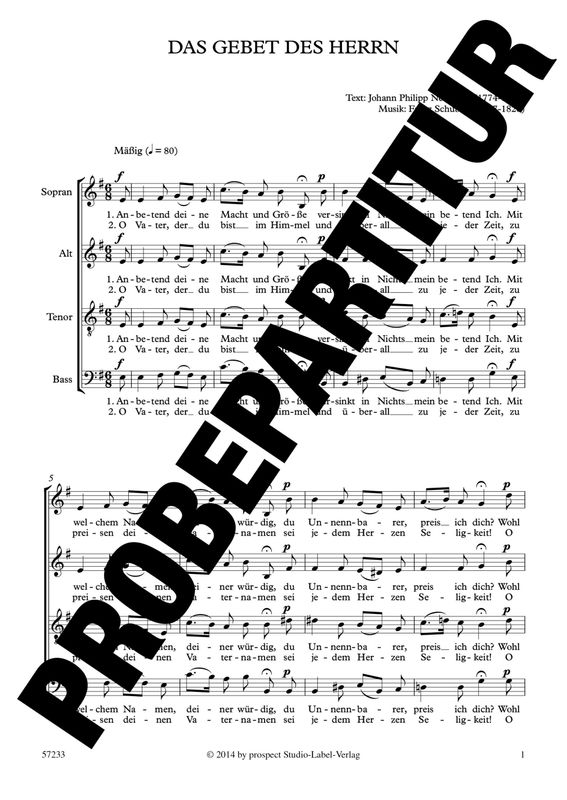 Franz Schubert: Das Gebet des Herrn | Chor SATB | Chorpartitur | PDF Franz Schubert: Das Gebet des Herrn | Chor SATB | Chorpartitur | PDF