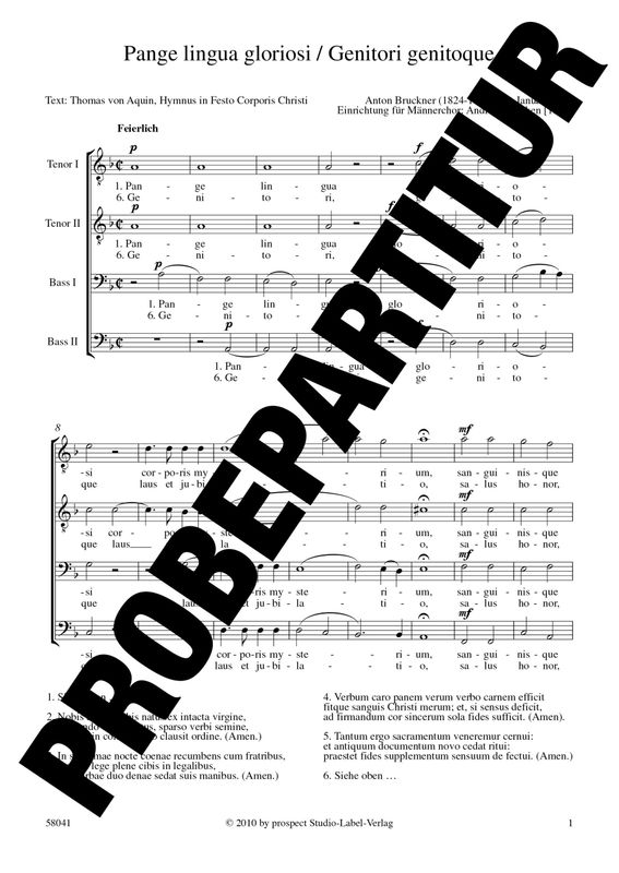 Anton Bruckner (arr. Andreas Lamken): Pange lingua | Chor TTBB | Partitur | PDF Anton Bruckner (arr. Andreas Lamken): Pange lingua | Chor TTBB | Partitur | PDF