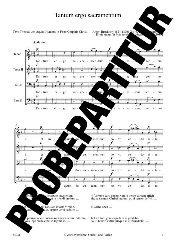 Anton Bruckner (arr. Andreas Lamken): Tantum ergo | Chor TTBB | Partitur | PDF Anton Bruckner (arr. Andreas Lamken): Tantum ergo | Chor TTBB | Partitur | PDF