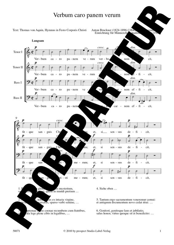 Anton Bruckner (arr. Andreas Lamken): Verbum caro | Chor TTBB | Partitur | PDF Anton Bruckner (arr. Andreas Lamken): Verbum caro | Chor TTBB | Partitur | PDF