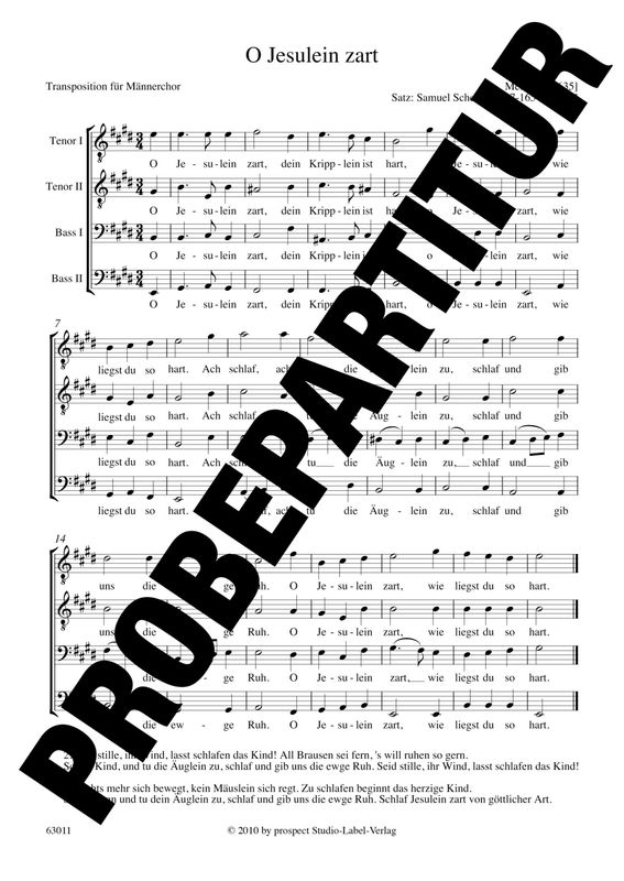 Traditionell (arr. Samuel Scheidt): O Jesulein zart | Chor TTBB | Partitur | PDF Traditionell (arr. Samuel Scheidt): O Jesulein zart | Chor TTBB | Partitur | PDF