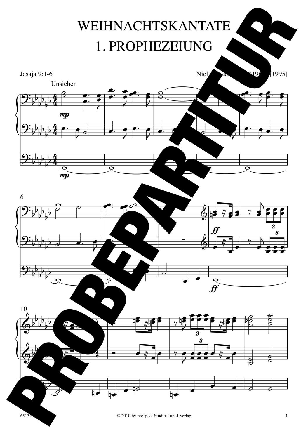 Niel van der Watt: Kerskantate | Sopran und Bariton solo, Chor SATB, Orgel und Streichorchester | Orgelstimme | PDF