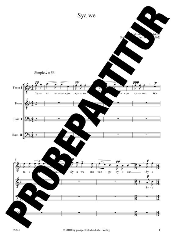 arr. Niel van der Watt: Sya we | Chor TTBB | Partitur | PDF arr. Niel van der Watt: Sya we | Chor TTBB | Partitur | PDF