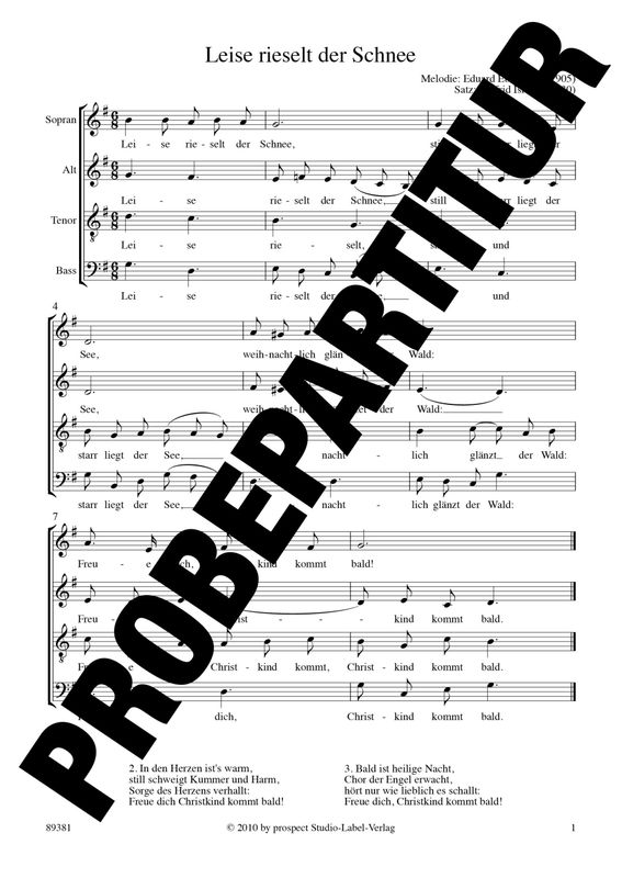 Eduard Ebel (arr. Helfrid Israel): Leise rieselt der Schnee | Chor SATB | Partitur | PDF Eduard Ebel (arr. Helfrid Israel): Leise rieselt der Schnee | Chor SATB | Partitur | PDF