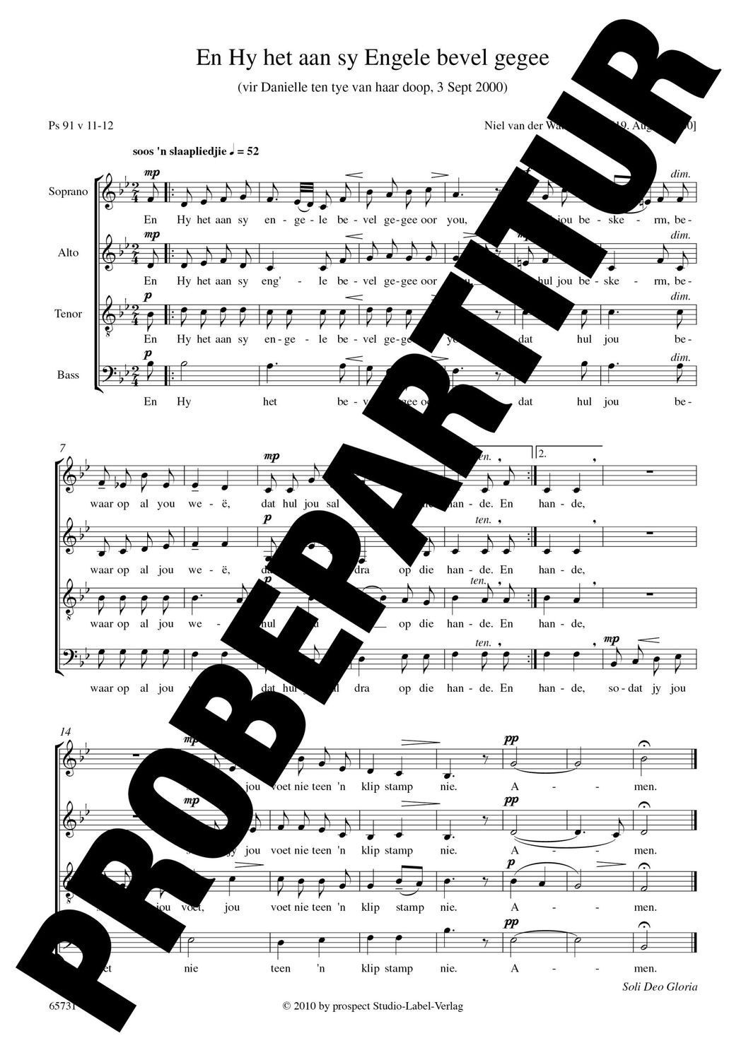 Niel van der Watt: En hy het aan sy engele | Chor SATB | Partitur | PDF