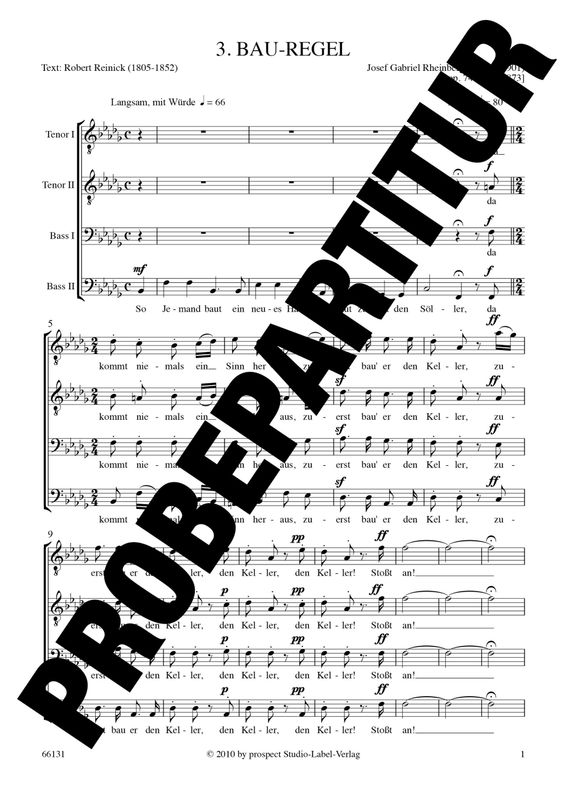 Josef Gabriel Rheinberger: Bau-Regel | Chor TTBB | Partitur | PDF Josef Gabriel Rheinberger: Bau-Regel | Chor TTBB | Partitur | PDF
