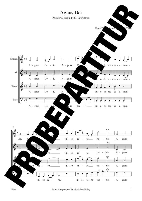 Hans-Dieter Karras: Agnus Dei | Chor SATB (div.) | Partitur | PDF Hans-Dieter Karras: Agnus Dei | Chor SATB (div.) | Partitur | PDF