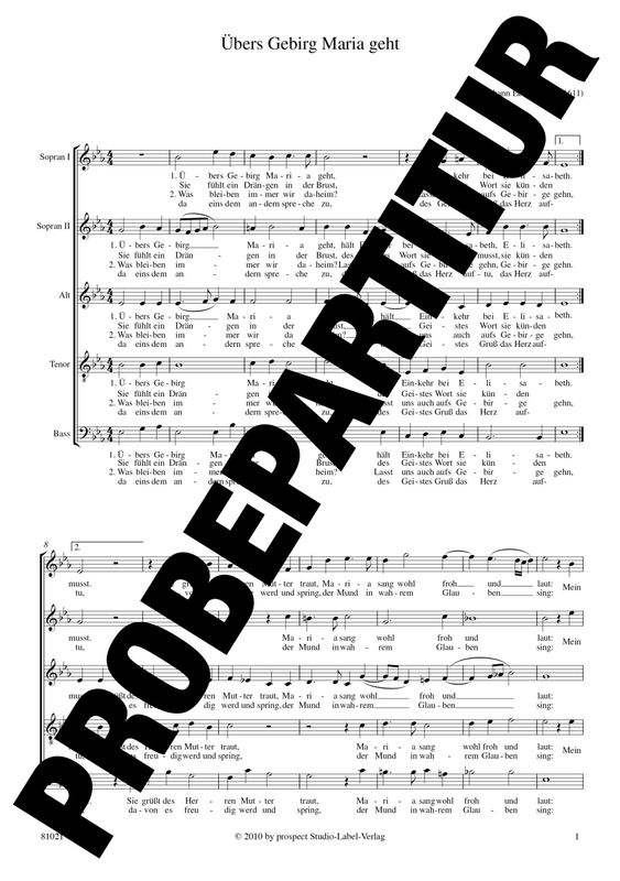 Johann Eccard: Übers Gebirg Maria geht | Chor SSATB | Partitur | PDF Johann Eccard: Übers Gebirg Maria geht | Chor SSATB | Partitur | PDF