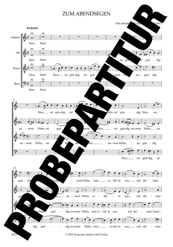 Felix Mendelssohn Bartholdy: Zum Abendsegen | Chor SATB | Partitur | PDF Felix Mendelssohn Bartholdy: Zum Abendsegen | Chor SATB | Partitur | PDF