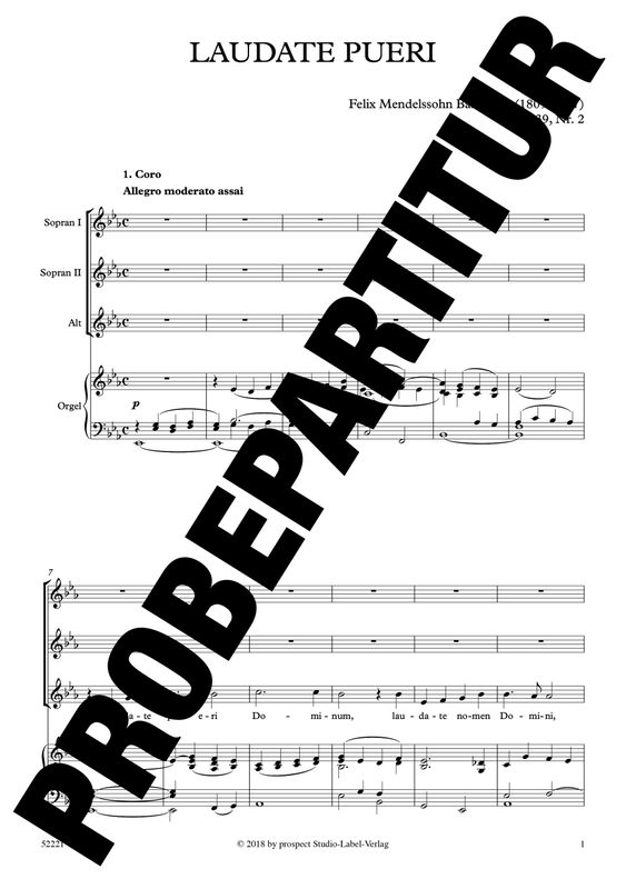 Felix Mendelssohn Bartholdy: Laudate Pueri op. 39 Nr. | Chor SSA und Orgel | Partitur | PDF Felix Mendelssohn Bartholdy: Laudate Pueri op. 39 Nr. | Chor SSA und Orgel | Partitur | PDF