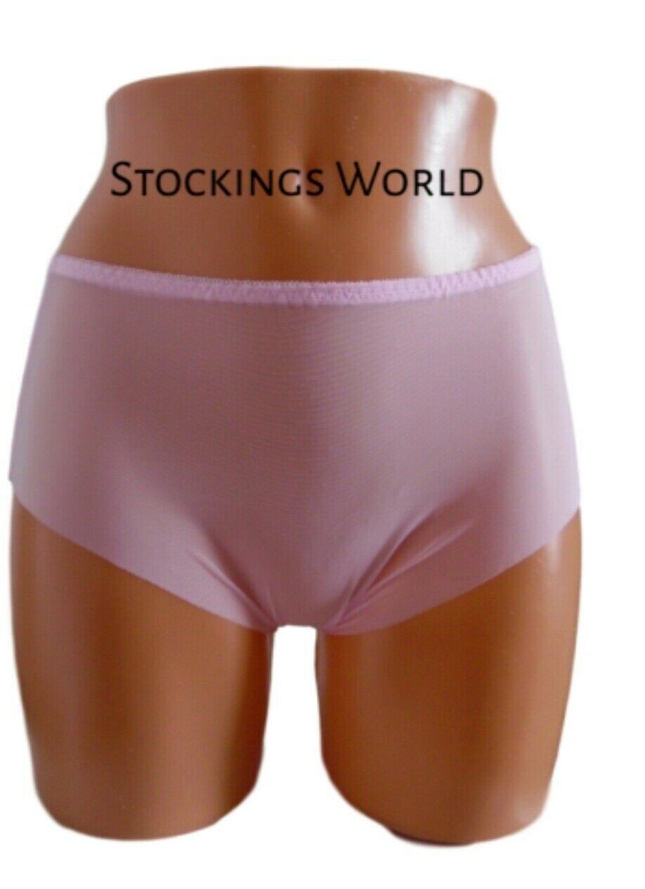 Sheer Transparent Briefs Vintage Retro look NYLON PINK NEW M/L 12/14