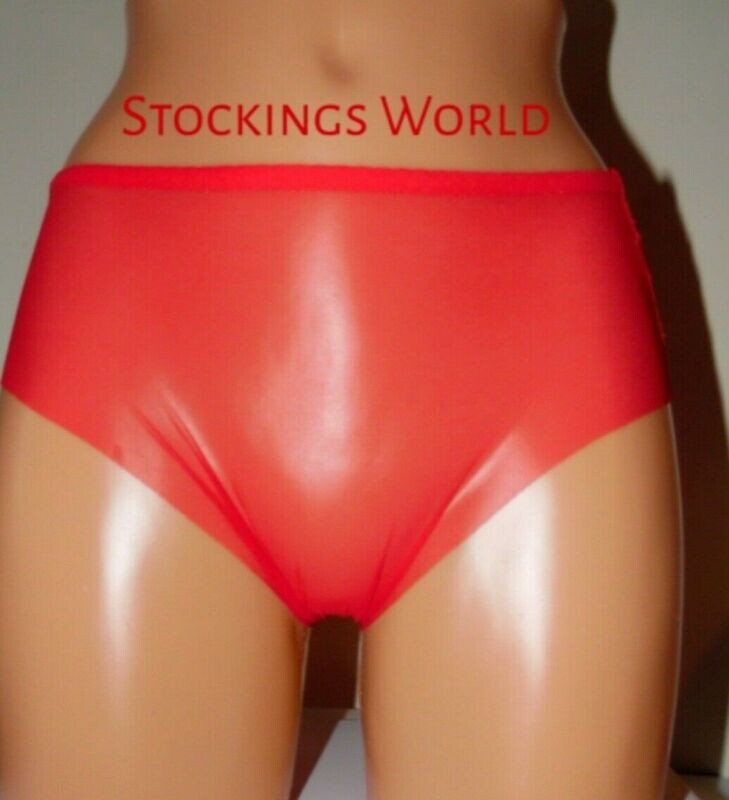 Sheer Transparent Briefs Vintage Retro look NYLON RED NEW M/L 12/14