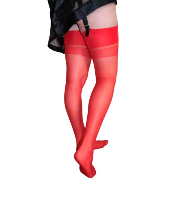 Seamed Stockings - RED Luxurious quality Deep Welt Sexy