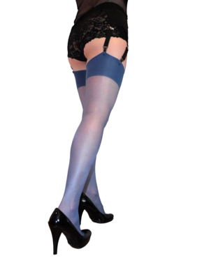 Navy Blue Stockings Sheer With Deep Welt