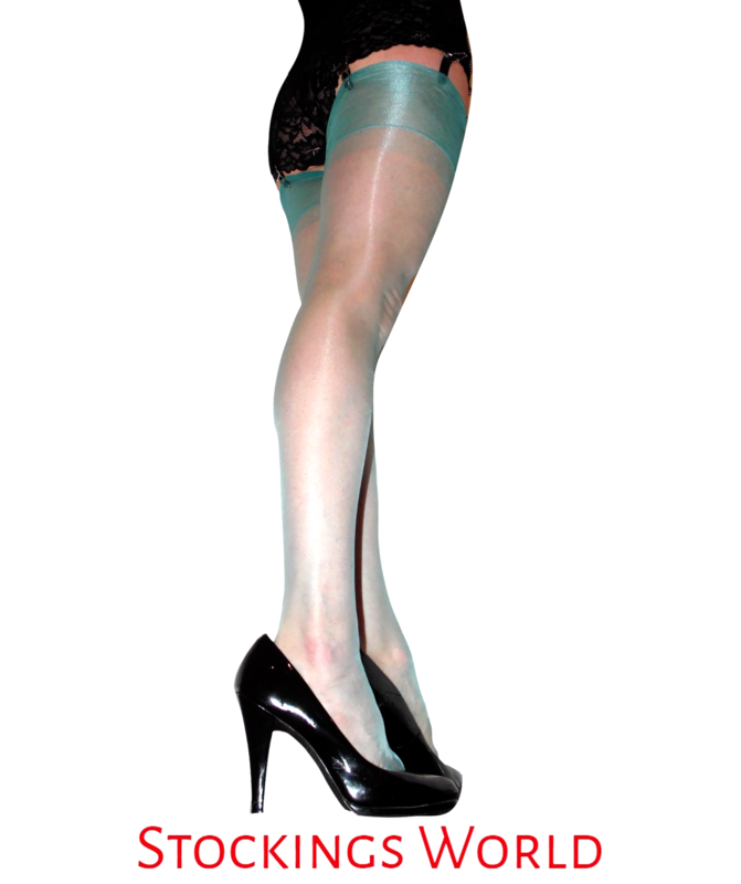 Non Stretch Stockings GREEN Seamless 5  Denier Medium UK