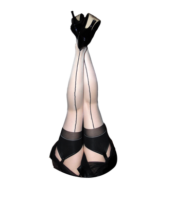 Seamed Stockings Grey and Black M/L