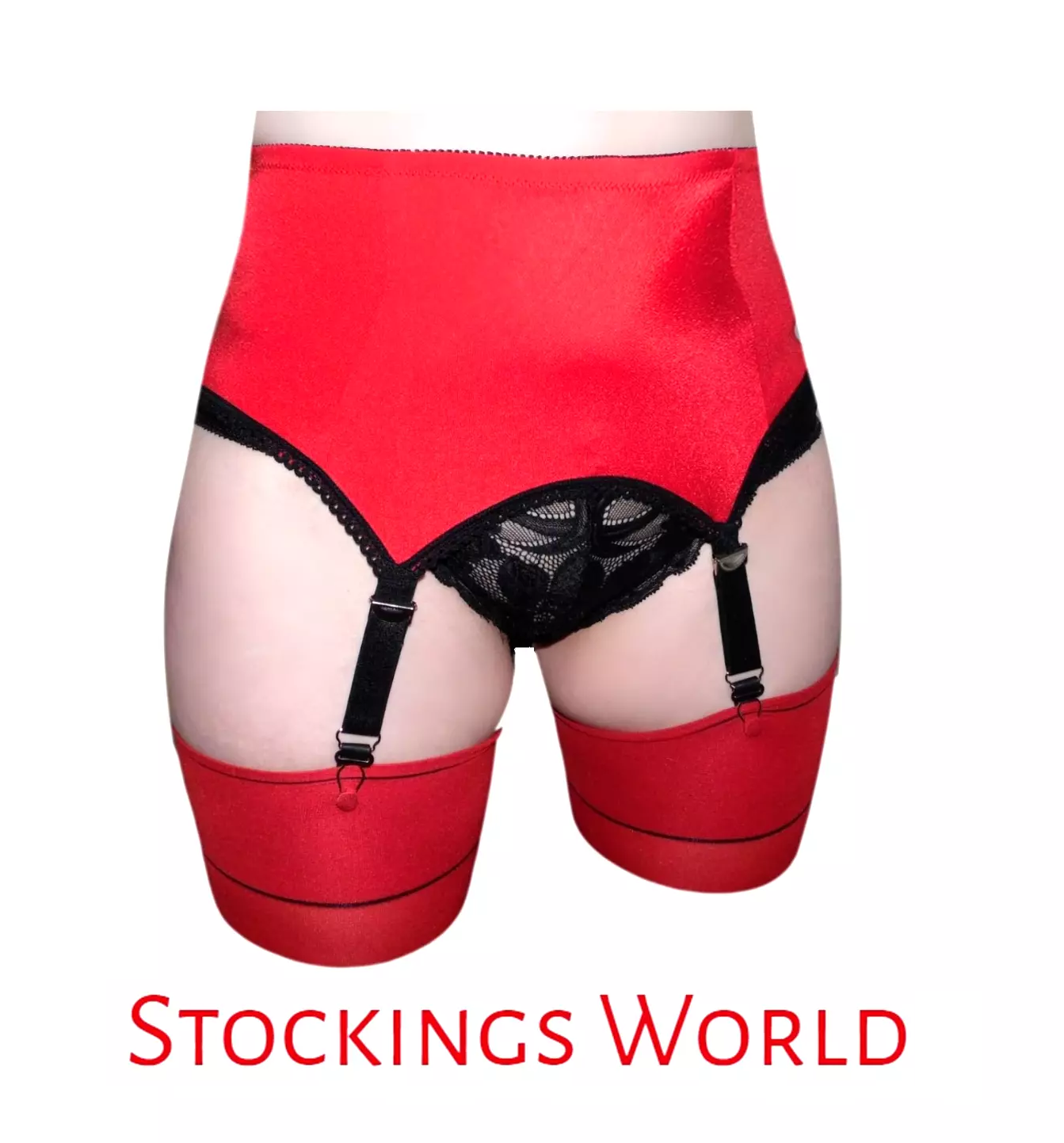 Retro Vintage Style Suspender Belt (Garter Belt) RED  4 Strap XL (UK 10-12)