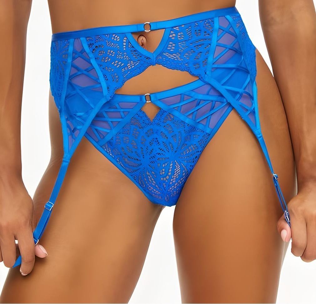 Suspender Belt  Lace Electric Blue Medium NEW RRP £16