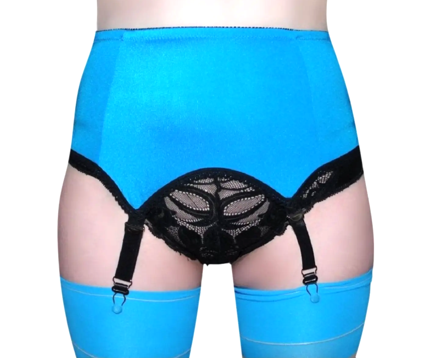 Retro Vintage Style Suspender Belt (Garter Belt) Blue  4 Strap XL (UK 10-12)
