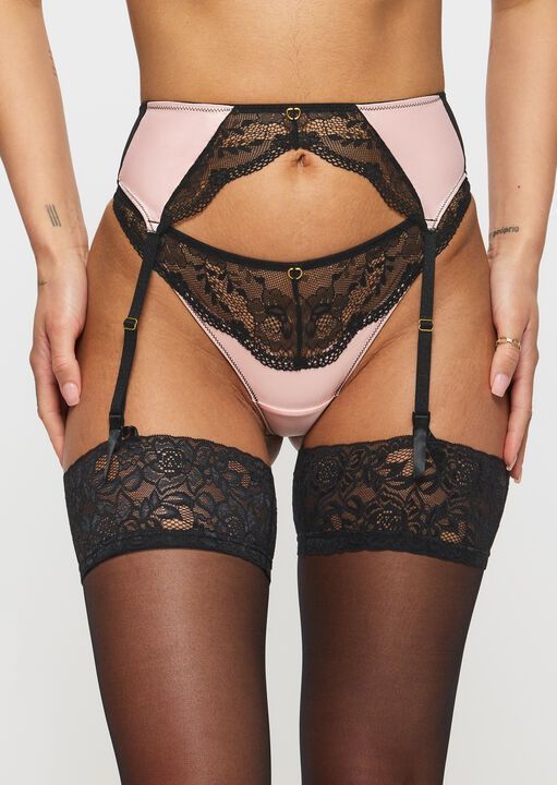 Pink and Black suspender Belt Garter Belt UK Medium 12-14 NEW