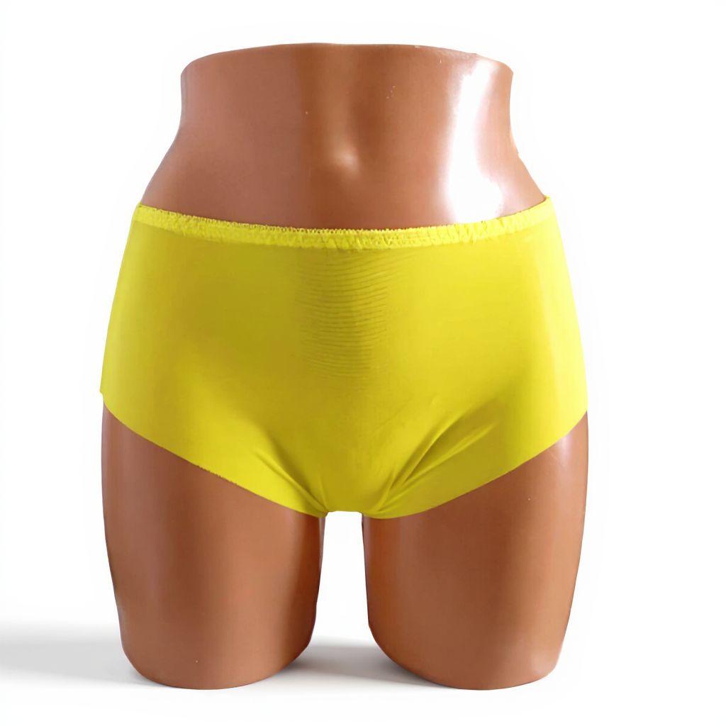 Sheer Transparent Briefs Vintage Retro look NYLON yellow NEW M/L 12/14