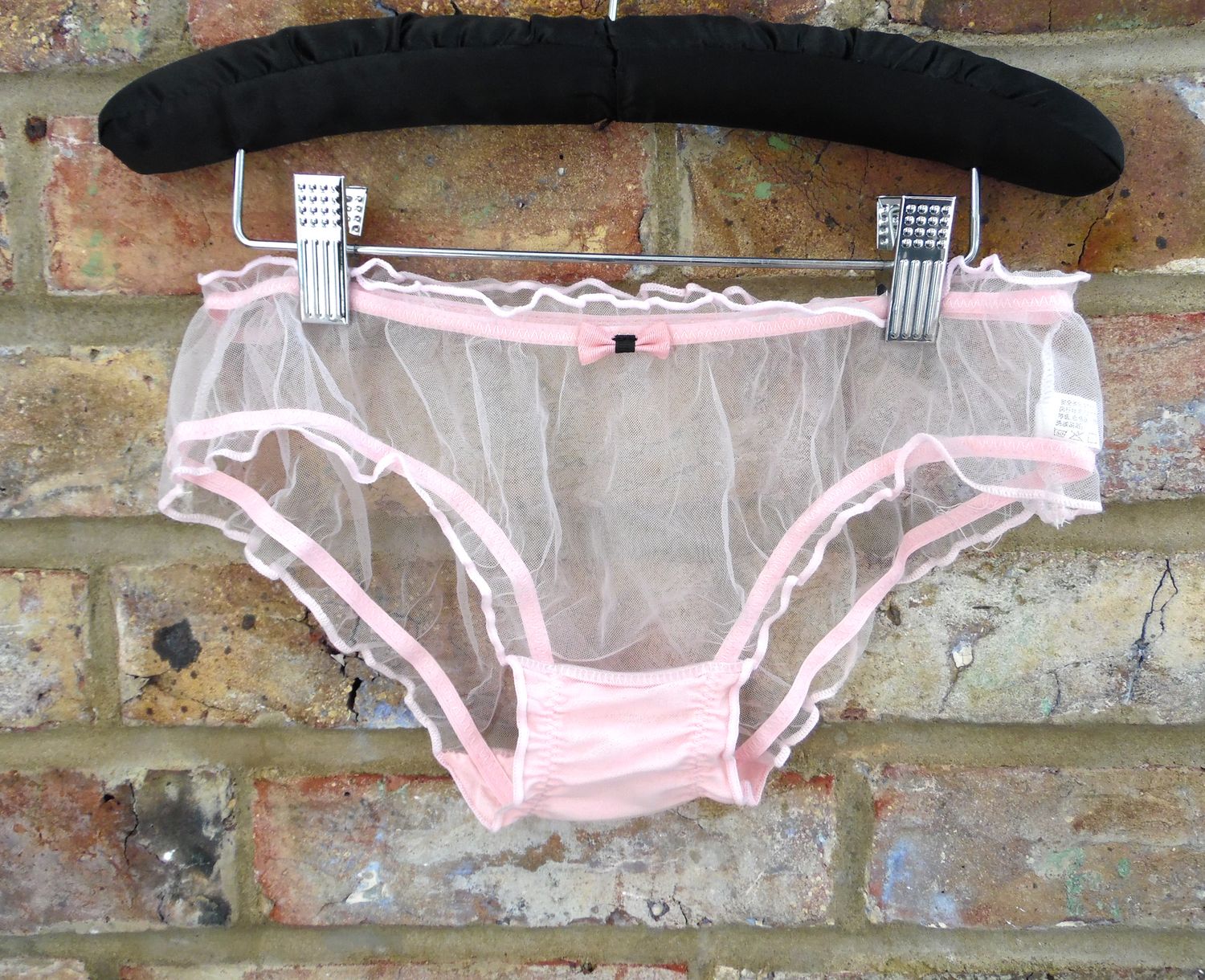 Completely Sheer Transparent Nylon Panties Retro look PINK