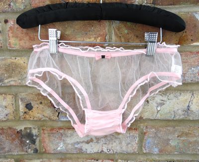 Completely Sheer Transparent Nylon Panties Retro look PINK Completely Sheer Transparent Nylon Panties Retro look PINK