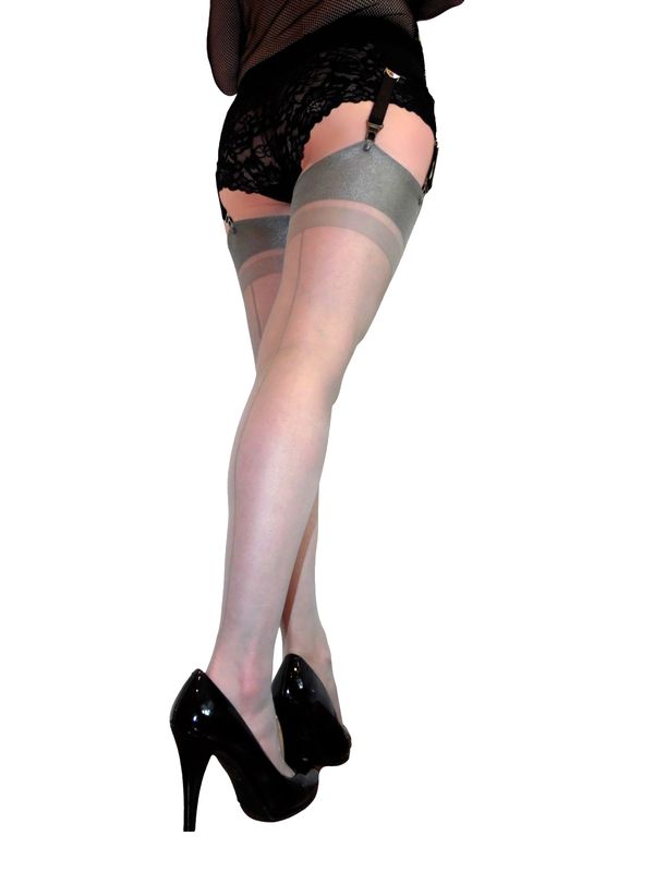 Seamed Stockings - GREY Luxurious quality Deep Welt Sexy