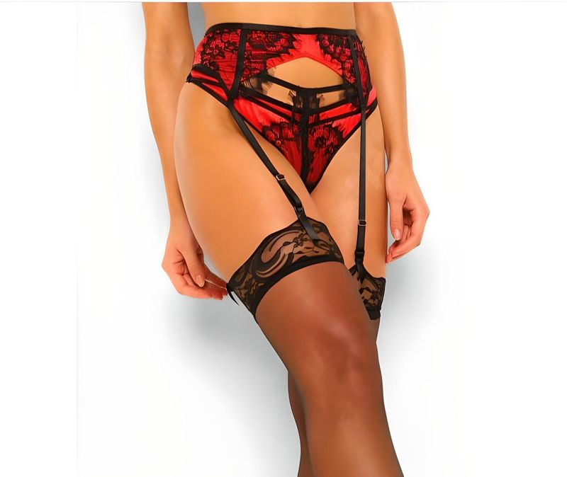 Red and Black Suspender Belt Size Medium NEW