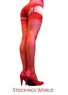 Non Stretch Stockings RED Seamless 5 Denier Medium UK Non Stretch Stockings RED Seamless 5 Denier Medium UK