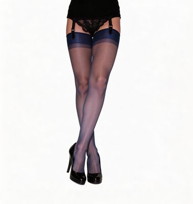 Non Stretch Stockings BLUE Seamless 5  Denier Medium UK