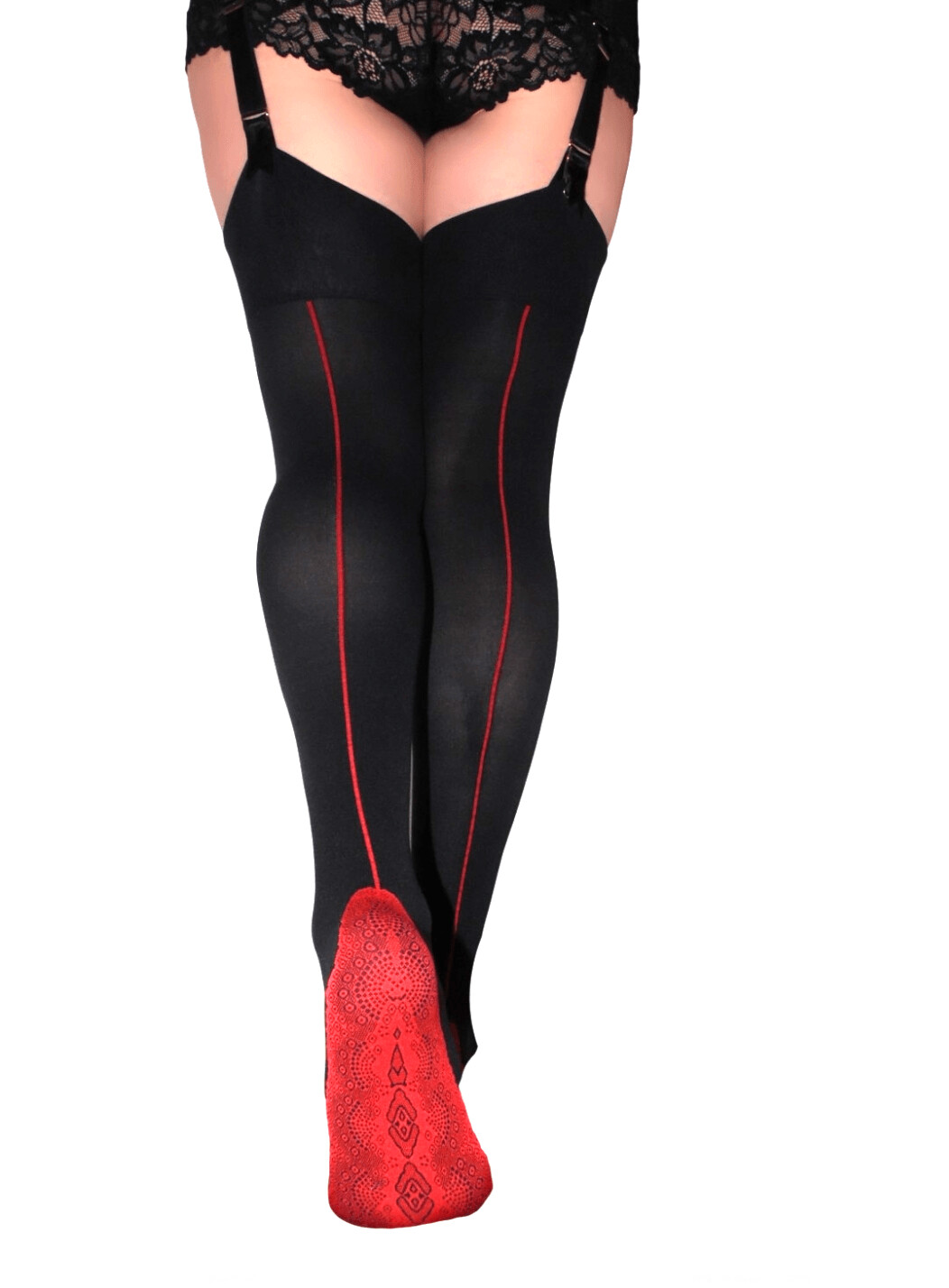 PAMELA MANN Seamed Stockings Retro Black with Contrast Seam & Foot One size PAMELA MANN Seamed Stockings Retro Black with Contrast Seam & Foot One size