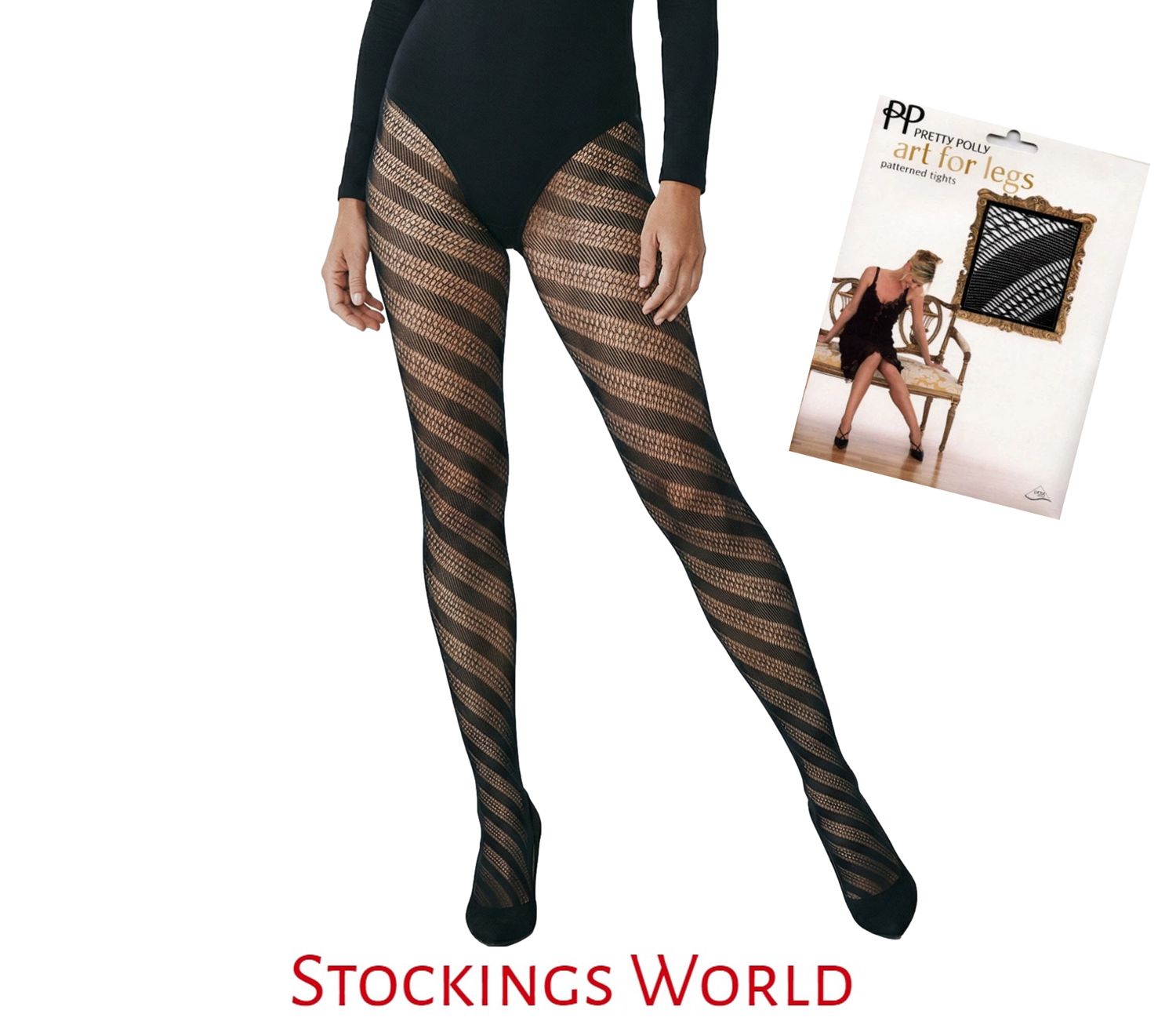 Pretty Polly Art for legs vintage patterned tights medium/large New