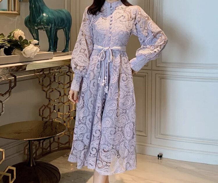 Lantern Sleeve Midi Dress