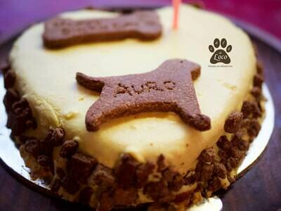 Heart Icing dog cake with side decoration