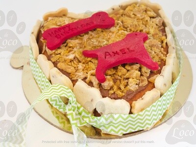 Heart Non Icing cake with side cookies + top decoration - Dog Cake