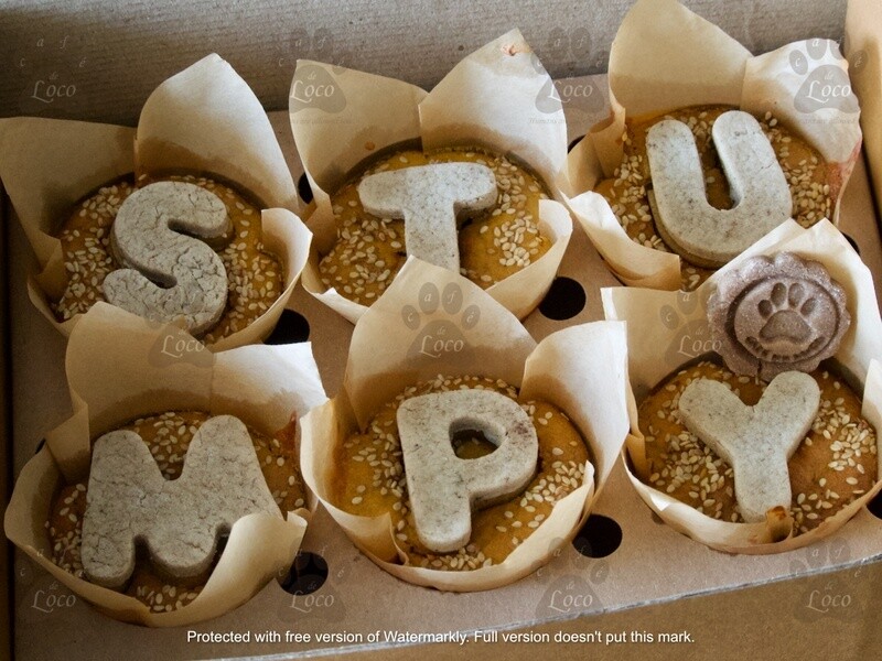 Pup cakes with letter cookies( pack of 6)