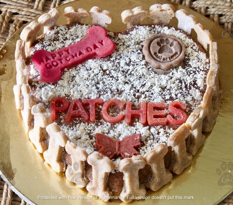 Heart Non-Icing dog cake with side cookies - Pet Cake