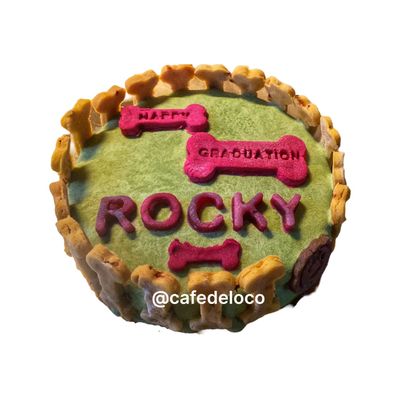 Round Icing  Dog Cake with side cookies