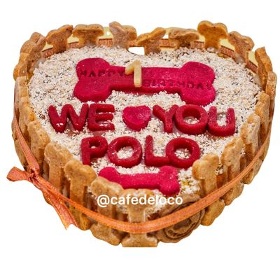 Heart Non-Icing dog cake with side cookies - Pet Cake