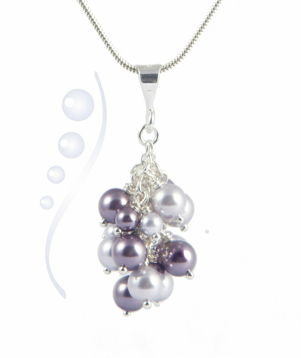 Lilac Pearl Pendant Necklace with Swarovski Crystal Pearls