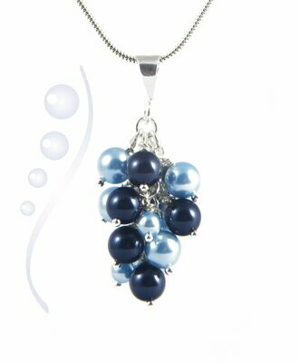Sky Blue Pearl Pendant Necklace with Swarovski Crystal Pearls