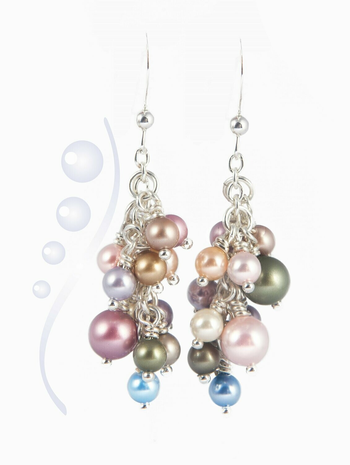 Pastel pearl earrings with Swarovski pearls