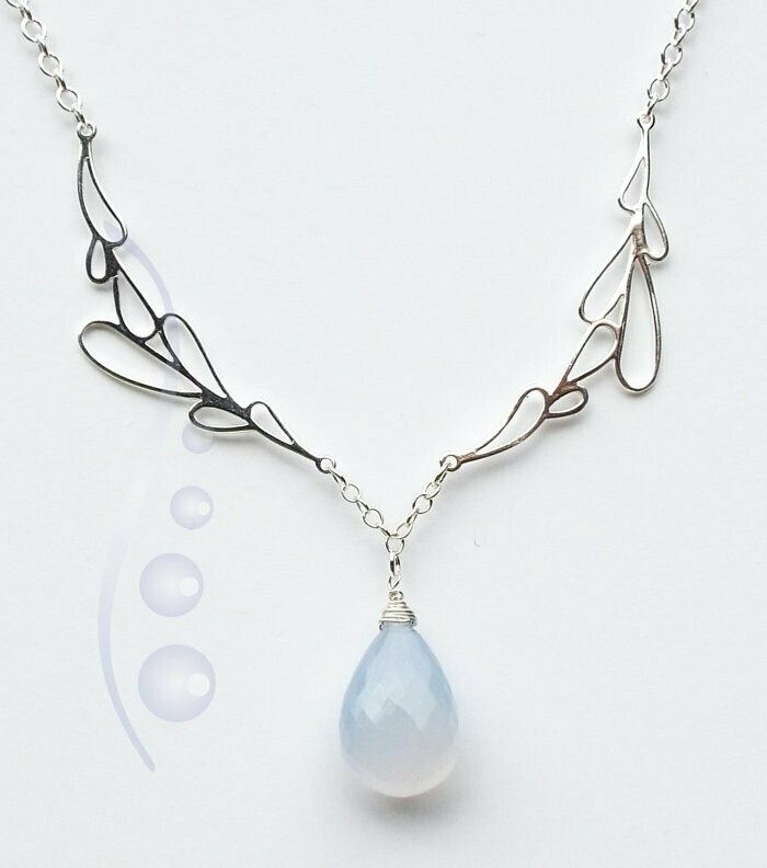 Light blue chalcedony briolette pendant