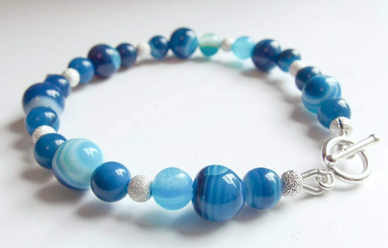 Blue Agate and Silver Stardust bracelet