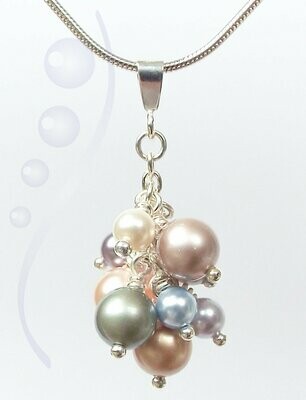 Pastel multicoloured Pearl Pendant with Swarovski Pearls