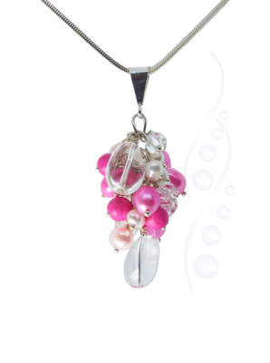 Sterling Silver Rock Chic Pendant in Fuchsia Pink