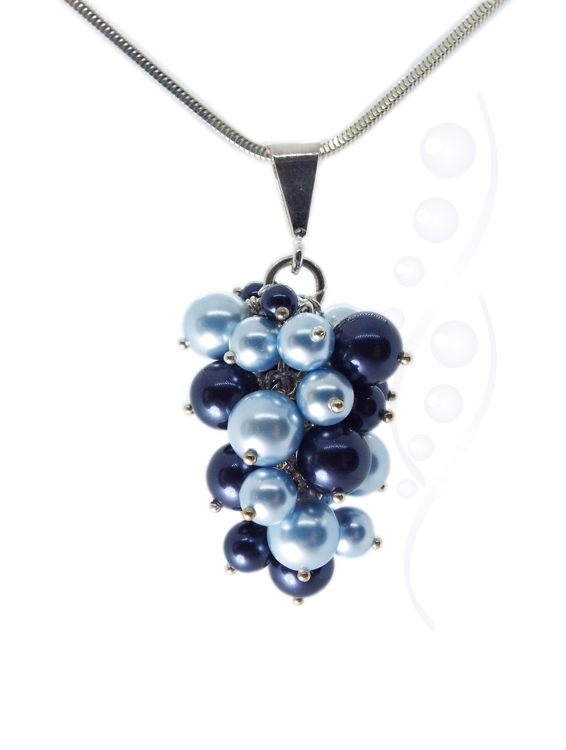Sky Blues Pearl Pendant Necklace - Large - with Swarovski Crystal Pearls